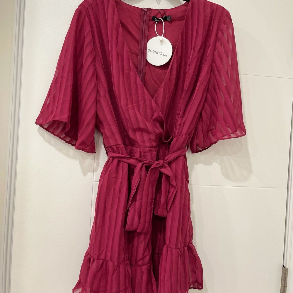 Boohoo ruffle satin romper